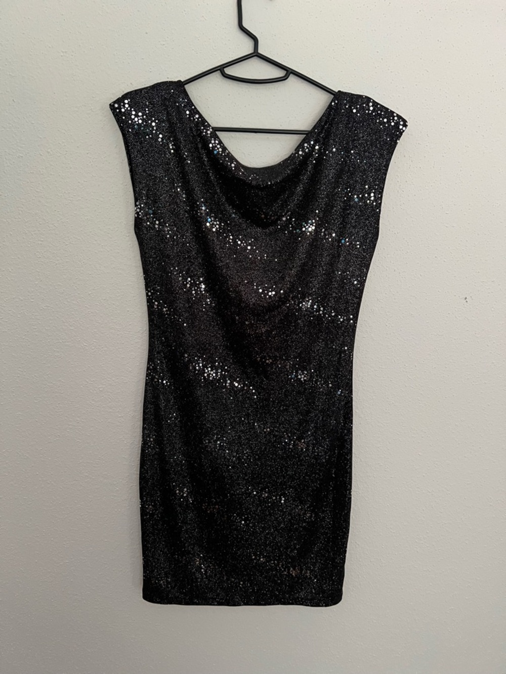 Allen B. By Allen Schwartz Black Sequin Cowl Mini Dress